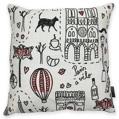 Homeport Coussin Décoratif Bonjour Noir