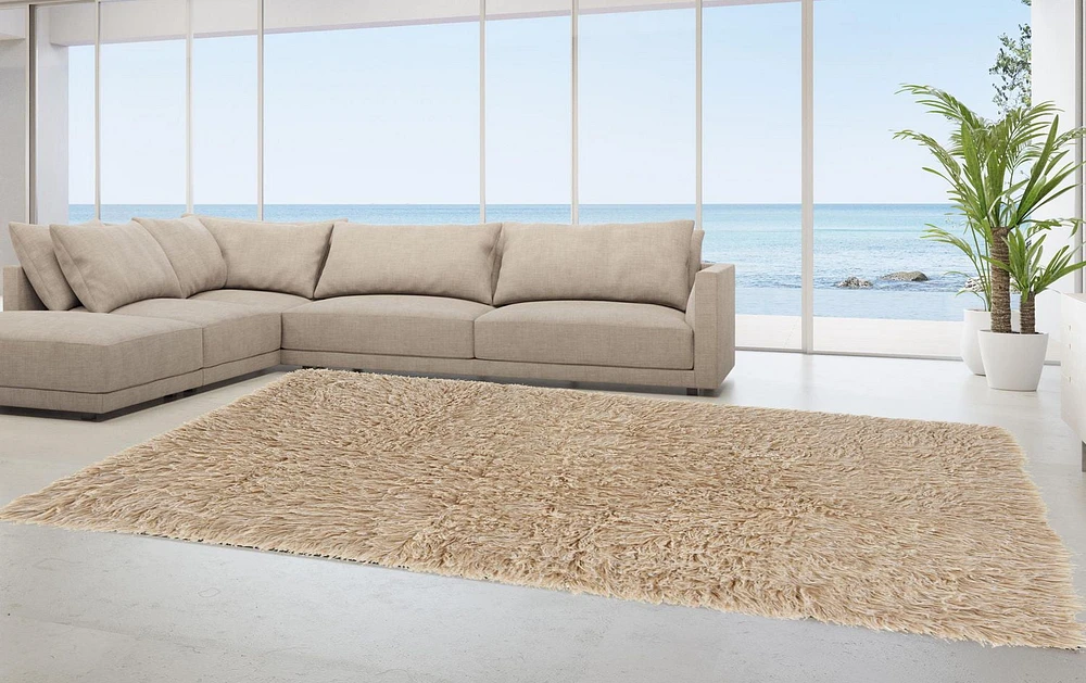 3A Flokati 2000gr 9' x 12' Area Rug, Tan