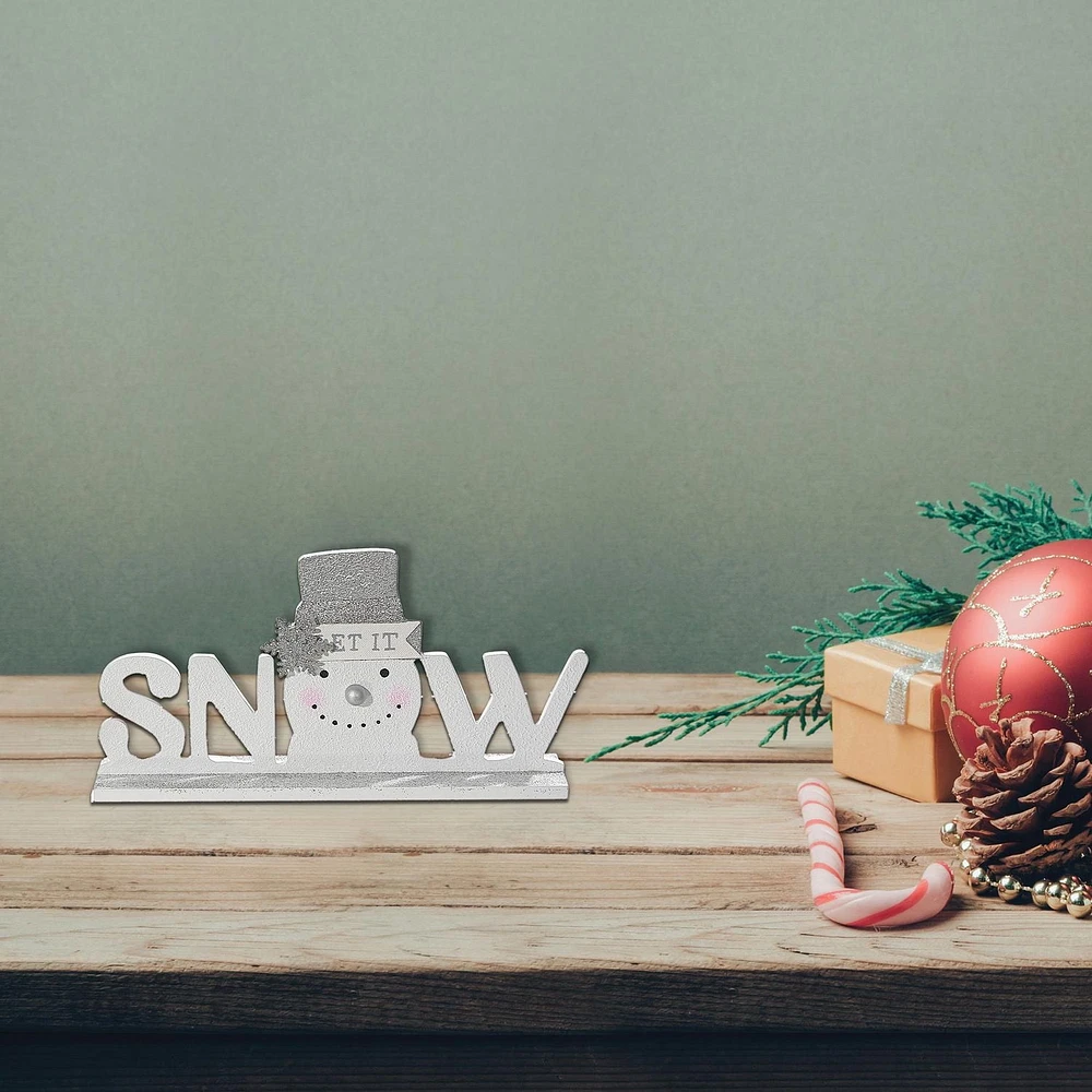 Décor De Neige De Dessus De Table En Bois