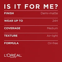 L'Oréal Paris Pro- Matte Foundation| Oil-Free, Lightweight, Longwear Face Makeup Up to 24hr| Classic Ivory, 30 ML