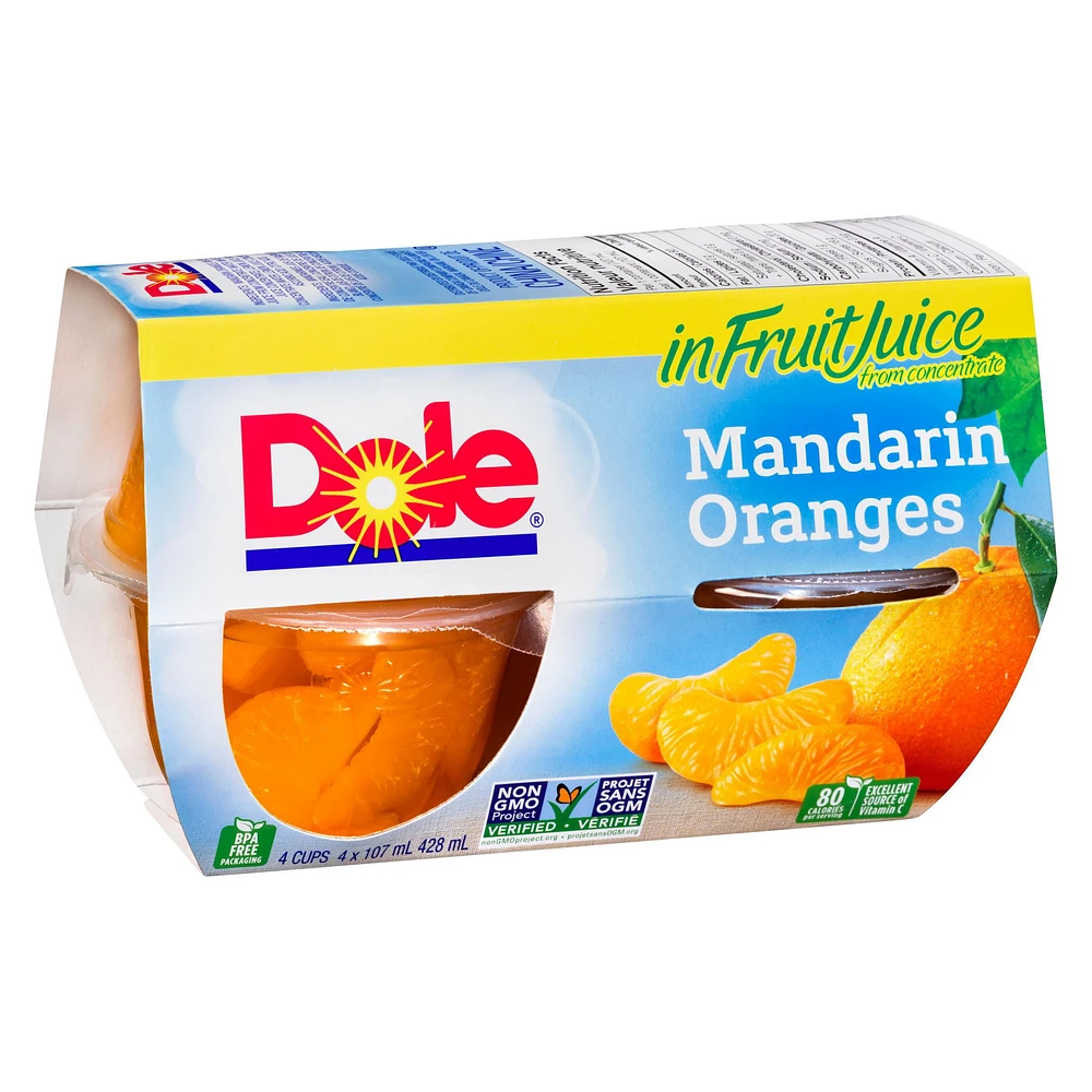 Dole Mandarin Oranges Fruit Juice, 4 x 107 mL