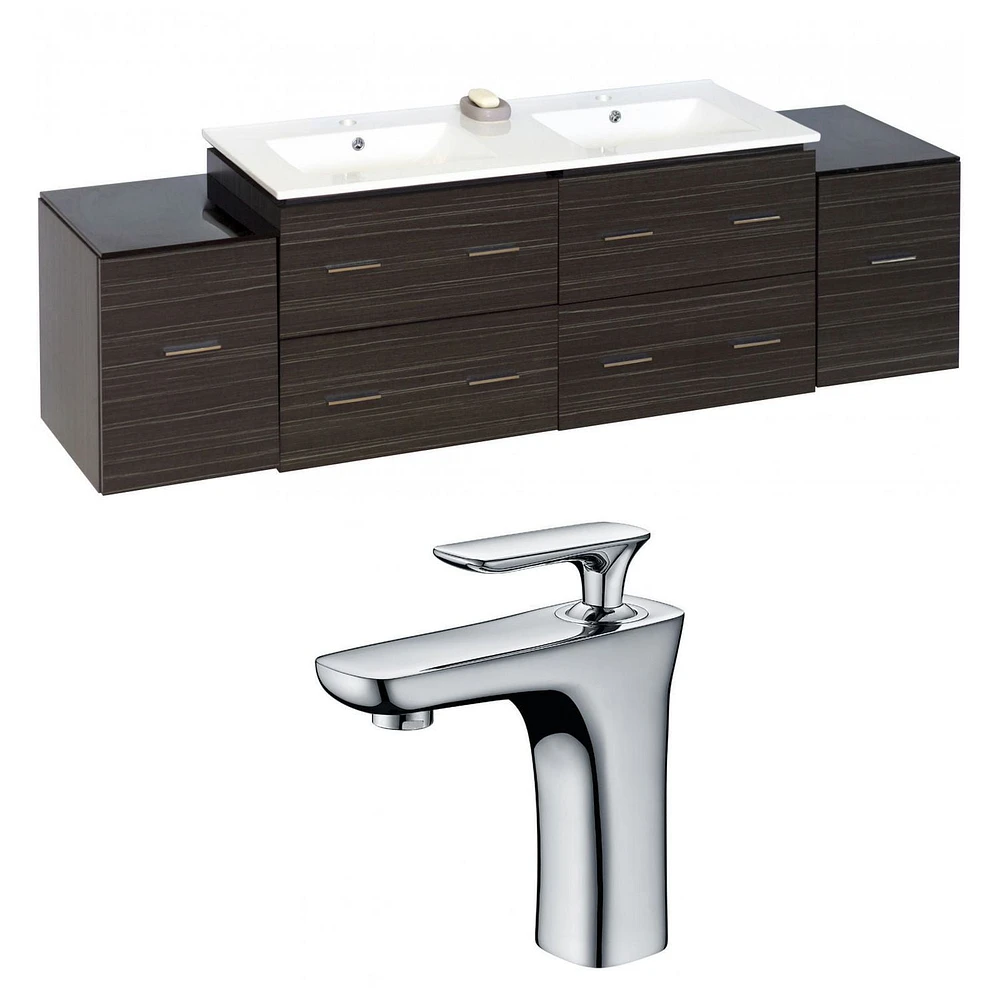 75.5-in. W Wall Mount Dawn Grey Vanity Set For 1 Hole Drilling AI-8528