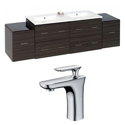 75.5-in. W Wall Mount Dawn Grey Vanity Set For 1 Hole Drilling  AI-8528