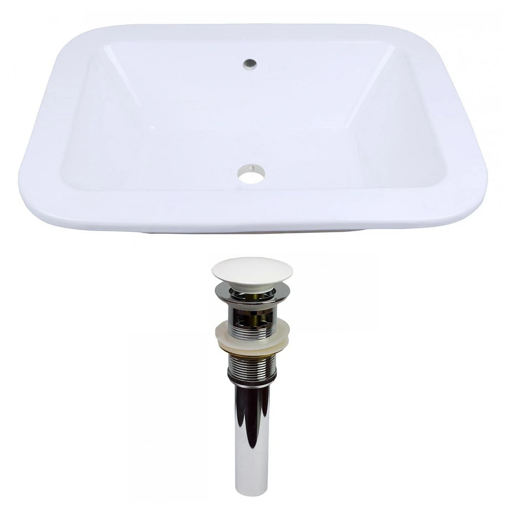 American Imaginations 21.75-in. W Undermount White Bathroom Vessel Sink Set For Wall Mount Drilling AI-31569