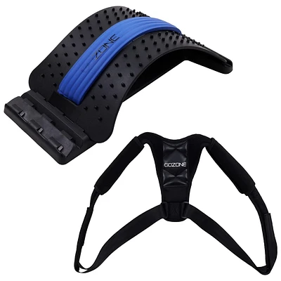 GoZone Kit d'étirement et de Récupération, étireur de dos et Correcteur de Posture pour Hommes et Femmes, Soutien du dos et Soulagement de la Douleur, Noir Kit d'étirement du dos et de Correcteur de Posture