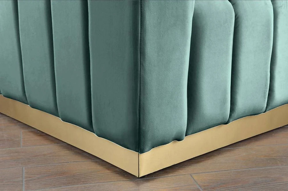 K-LIVING  SHANNON VELOUR FABRIC LOVESEAT IN MINT WITH ACCENT GOLD BASE