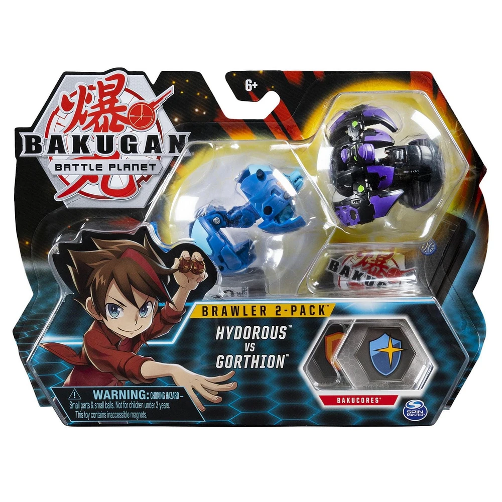 Bakugan, pack de 2 Combattants, Hydorous contre Gorthion, figurine articulée de 5 cm à collectionner et carte à échanger