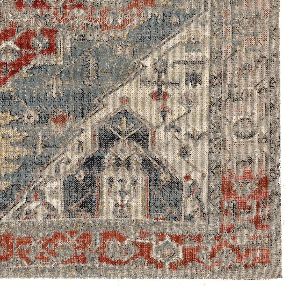 Tapis Grand Zéro Anlow ivoire & bleu de 8 pi x 10 pi