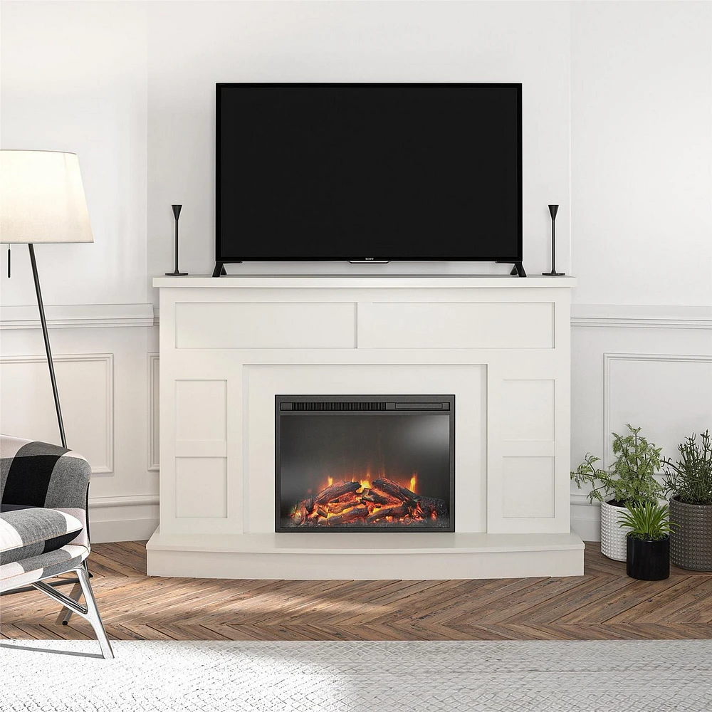 Manteau de cheminée avec foyer Barrow Creek d’Ameriwood Home, blanc