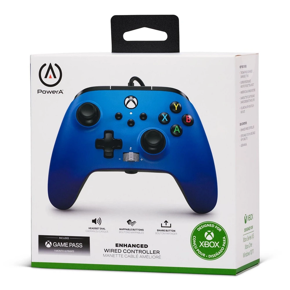 PowerA Enhanced Wired Controller for Xbox Series X|S - Sapphire Fade, Microsoft Xbox