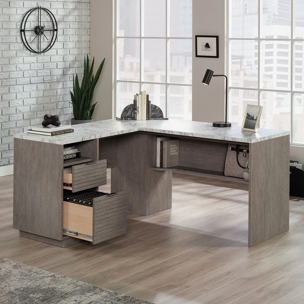 Sauder La Collection East Rock Bureau en L, Finition Ashen Oak, 431764