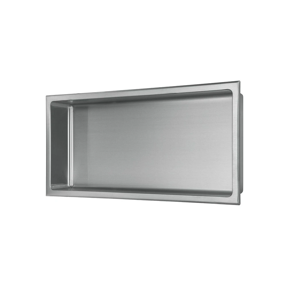The akuaplus® wall mount shower niche 12 in. x 16 in., made in stainless steel.