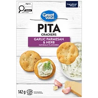 Great Value Naturally Flavoured Garlic Parmesan & Herb Pita Crackers, 142 g