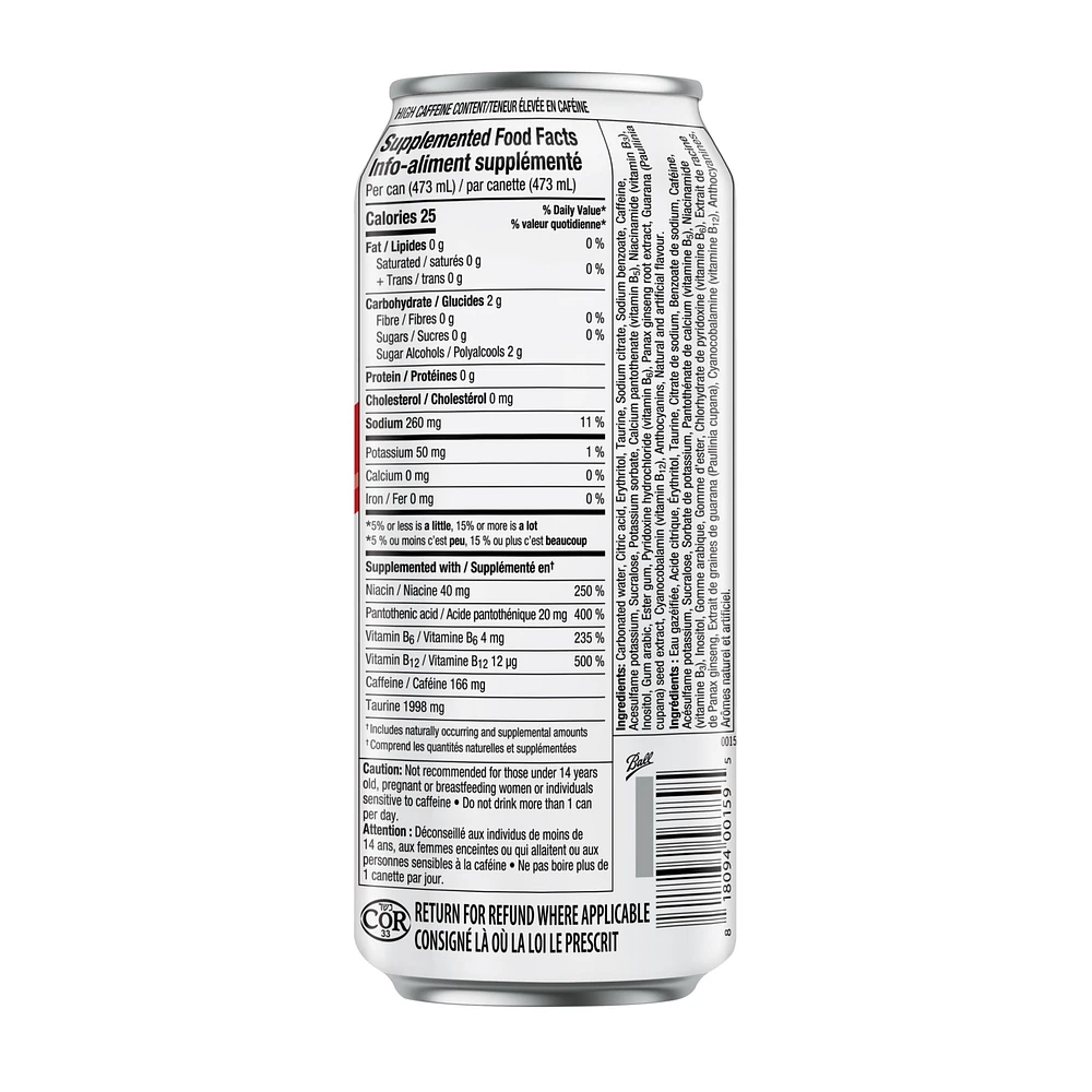Rockstar Pure Zero Fruit Punch Energy Drink 473 mL, Can, 473mL
