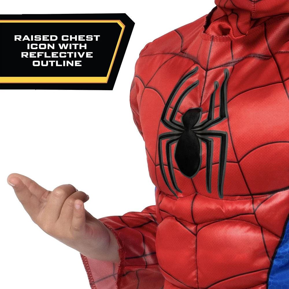 MARVEL'S SPIDER-MAN YOUTH COSTUME -  Muscle Jumpsuit With Printed Design And Polyfill Stuffing Plus Full Fabric Headpiece