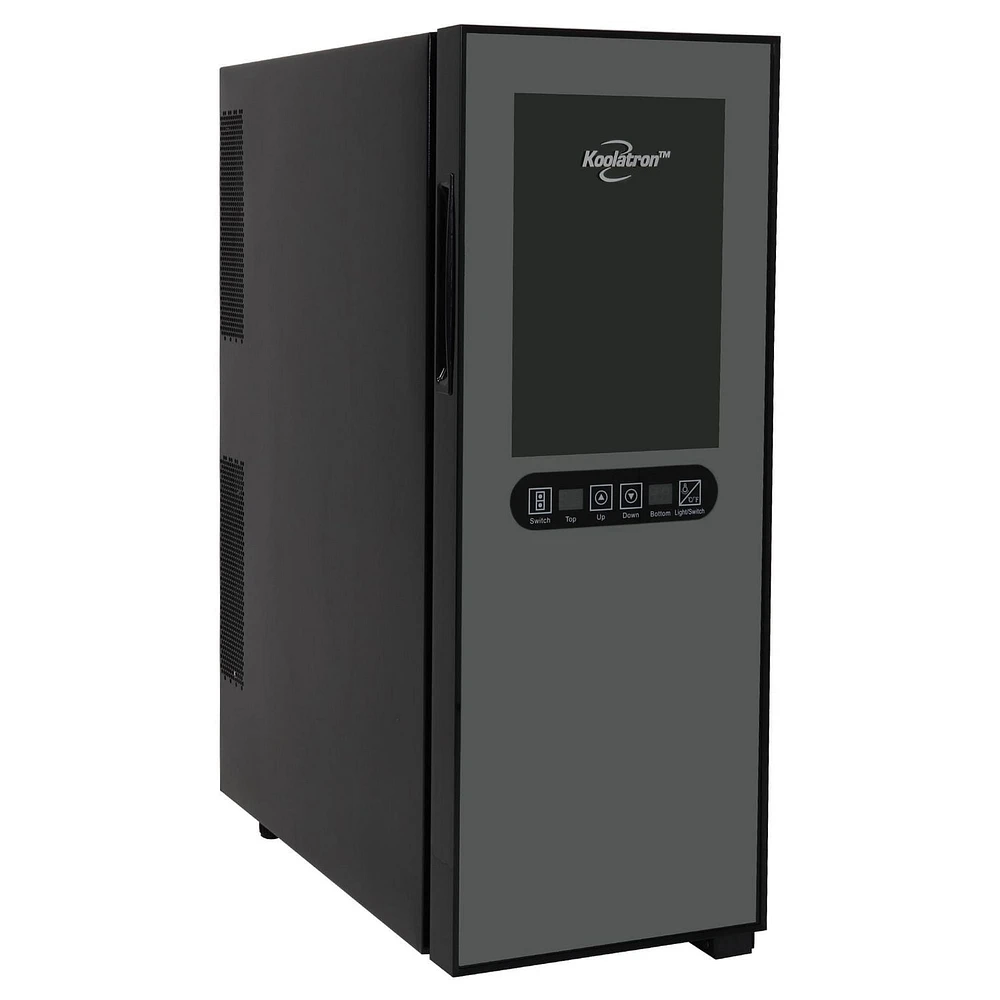 Koolatron 12 Bottle Dual Zone Wine Cooler Freestanding, Wine Fridge, Double Paned Tempered Glass Door for Reds, Whites, Rose and Sparkling Wine