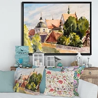 Designart View of Old Polish City In Nature FLOAT FRAME WALL ART