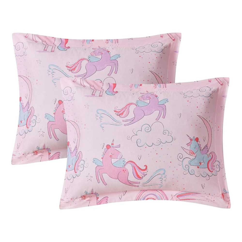 Ensemble de lit Licorne Rose de Mainstays Kids 1 place: 6 morceaux & Double: 8 morceaux