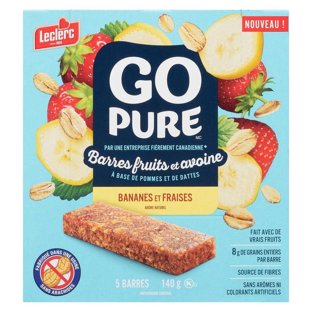 Go Pure Banana & Strawberry Fruit & Oat Bars, 5 Bars / 140g