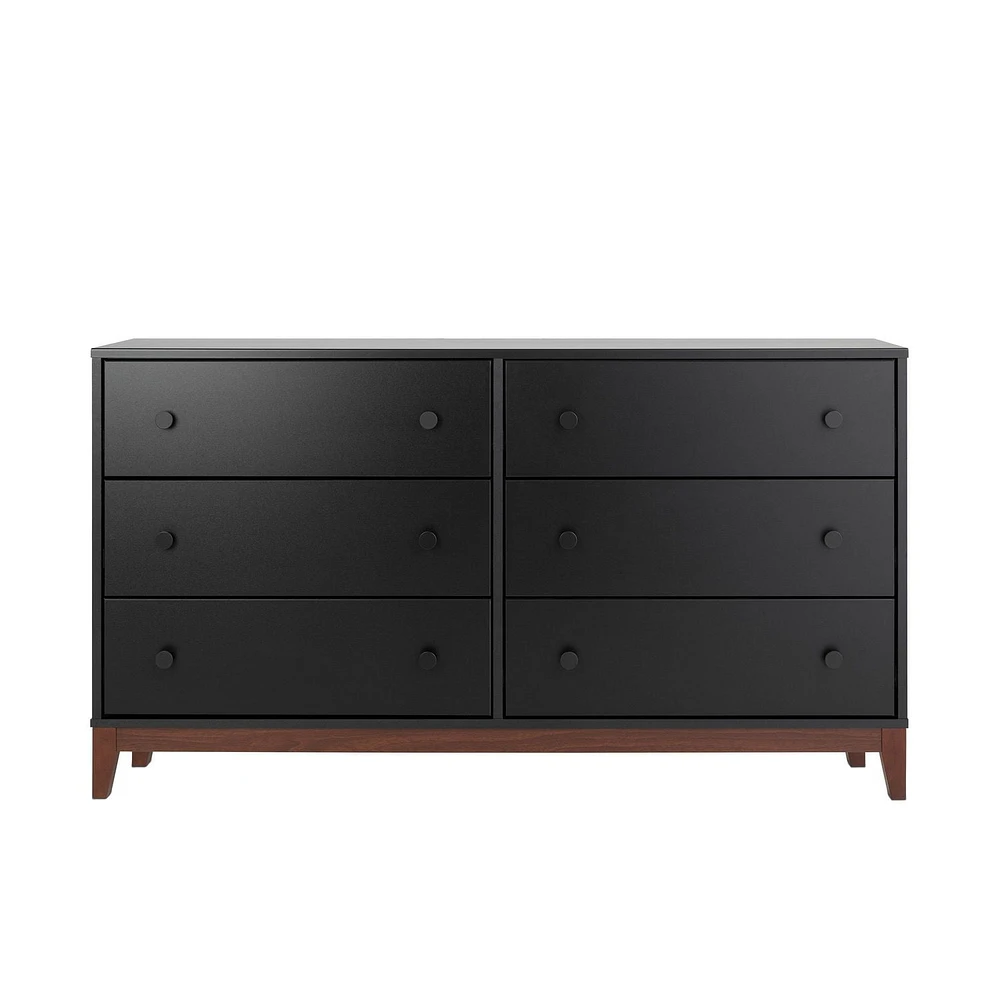 Prepac Nordik White & Oak 6 Drawer 16"D x 54.75"W x 30"H Dresser