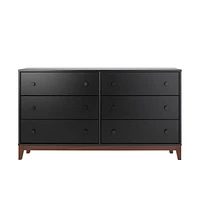 Prepac Nordik White & Oak 6 Drawer 16"D x 54.75"W x 30"H Dresser