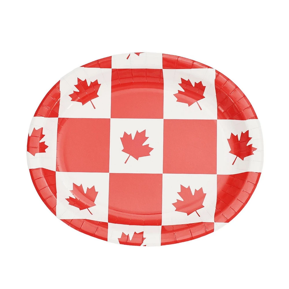 Façon de célébrer! Assiettes En Carton Plaid rouge ovale de la fête du Canada 10.4" x 12.2" ,8 ct