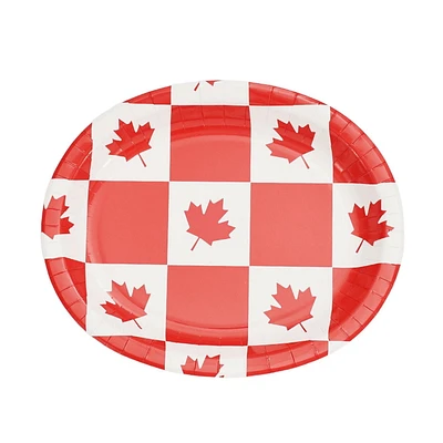 Façon de célébrer! Assiettes En Carton Plaid rouge ovale de la fête du Canada 10.4" x 12.2" ,8 ct