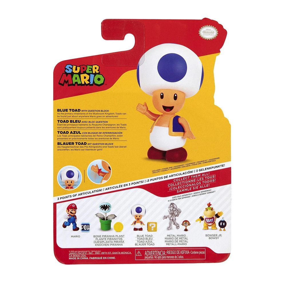 Figures 4 pouces Monde de Nintendo - Crapaud bleu avec Bloc Point d’interrogation