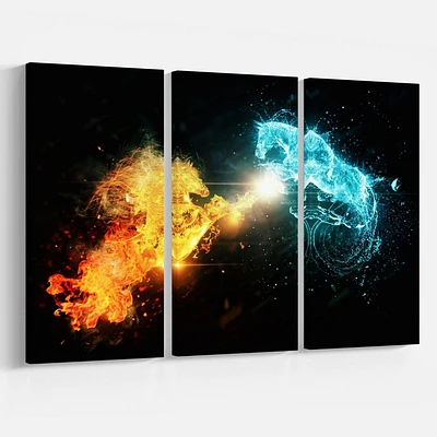Design Art Chevaux De Feu Et L’Eau Art Sur Toile
