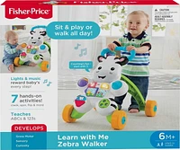Fisher-Price Learn with Me Zebra Walker Baby & Toddler Learning Toy with Music & Lights - English Edition, 2-4 years