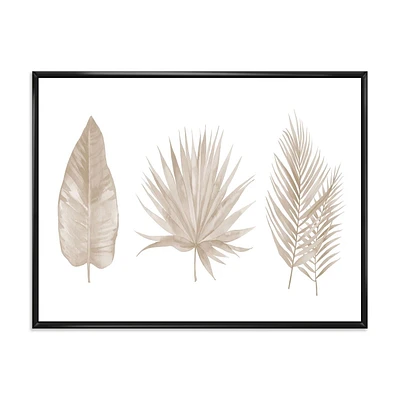 Designart Feuilles Tropicales Beiges ART MURAL À CADRE FLOTTÉ