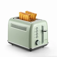 Stainless Steel 2-Slice Retro Toaster DT620, Bagel and Muffin Function, 7-Shade Settings.