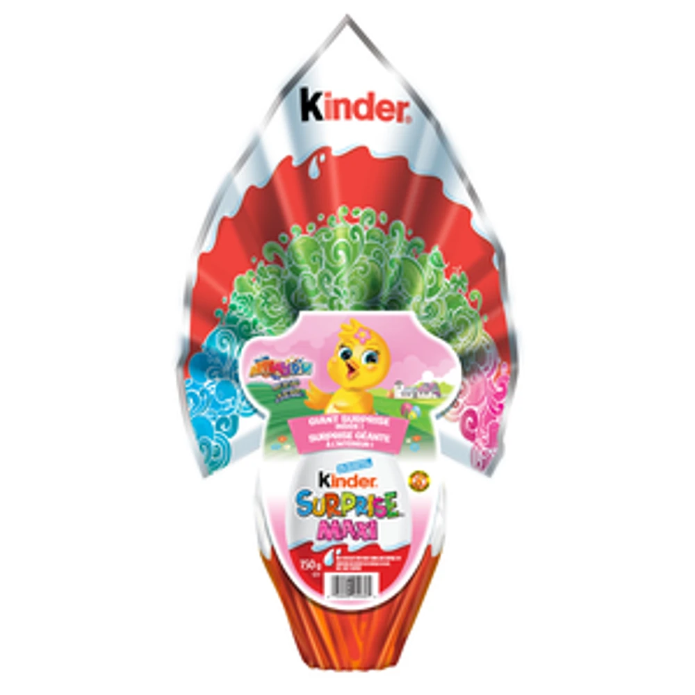 Kinder Surprise, Kinder Maxi Surprise Egg, Jumbo Chocolate Easter Egg with Toy, 150 grams, Pink, 150g