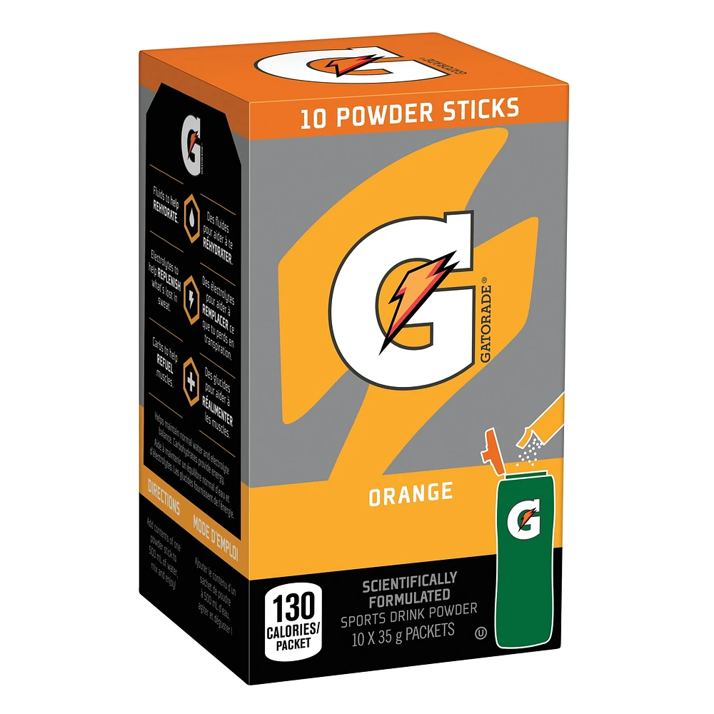 Gatorade Orange Sports Drink Powder 10 x 35 g, Packets, 10 x 35 g