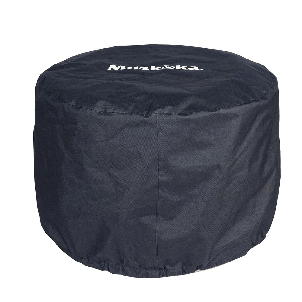 Muskoka 25" Black Steel/Stainless Steel Smokeless Wood Fire Pit with Lid, Poker & Protective Cover