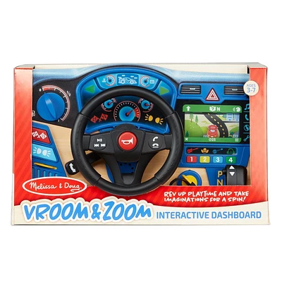 Melissa & Doug Vroom & Zoom Jouet de conduite interactif en bois sur le tableau de bord Vroom & Zoom - Certifié FSC