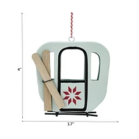 Holiday Time Winter Chalet Metal Ski Gondola Ornament, Blue