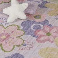 Rug Branch Soft Steps Playtime Fun Floral Soft Area Rug, Pink Purple - Boys & Girls in Playroom, Nursery, Bedroom