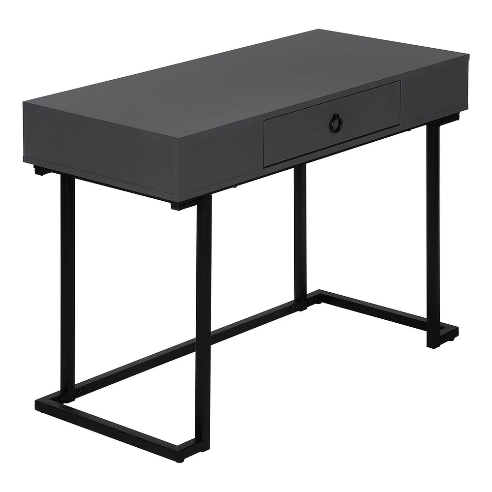 Monarch Specialties Computer Desk, Home Office, Laptop, Storage Drawers, 42"l, Work, Metal, Laminate, Grey, Black, Contemporary, Modern
