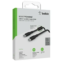 Câble USB-C vers USB-C Belkin, câble d’alimentation tressé BoostCharge (3 m/10 pi), câble de chargement rapide Power Delivery 100 W, certifié USB-IF pour iPhone 16, MacBook, Chrome BELKIN CÂBLE C-C BEL 3M NOIR