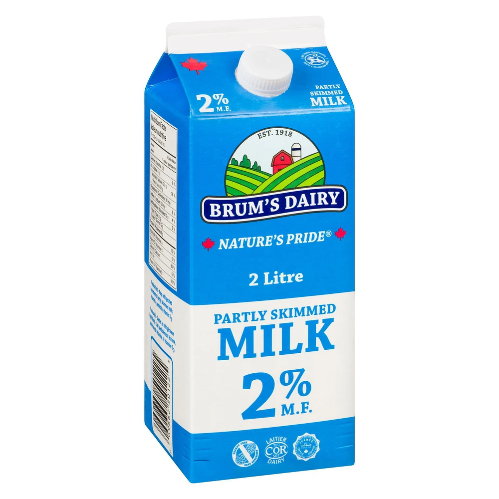 Brum's 2% M.F Partly Skimmed Milk.