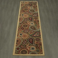 Tapis contemporain à motif de feuilles et à sous-couche en caoutchouc de la collection Ottohome