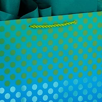 Grand sac-cadeau de 13 po avec papier de soie, Hallmark (bleu, vert, pois métallisés) pour les fêtes, la fête des Pères, les remises des diplômes
