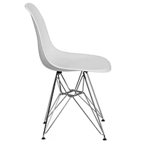 Chaise en plastique noir de la série Elon avec base chromée