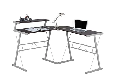 Monarch Specialties Computer Desk, Home Office, Corner, L Shape, Work, Laptop, Metal, Laminate, Brown, Grey, Contemporary, Modern