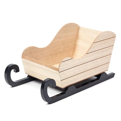 On the Surface Black-Trimmed Wooden Sled Décor