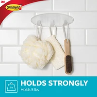 Crochet à usages multiples pour la salle de bain BATH21-EF CommandMC, grand, givré, 2,3 kg (5 lb), 1 crochet, 2 bandes résistant à l’eau