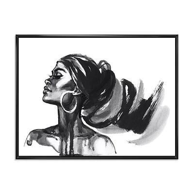 Designart Portrait monochrome de femme afro-américaine IV ART MURAL À CADRE FLOTT