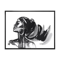 Designart Portrait monochrome de femme afro-américaine IV ART MURAL À CADRE FLOTT