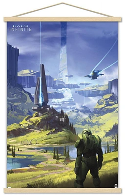 Halo Infinite - Master Chief Valley Wall Poster, 14.725" x 22.375" Framed